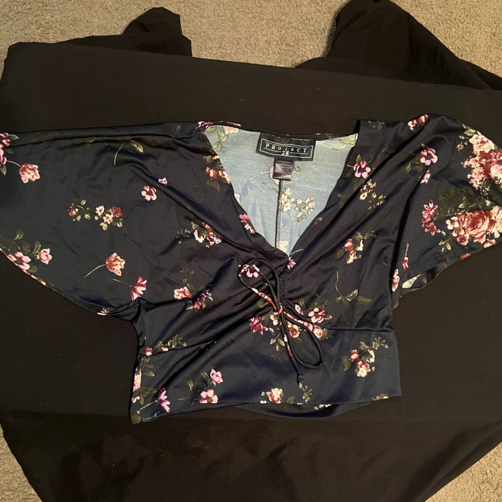 Cropped bat wing blouse